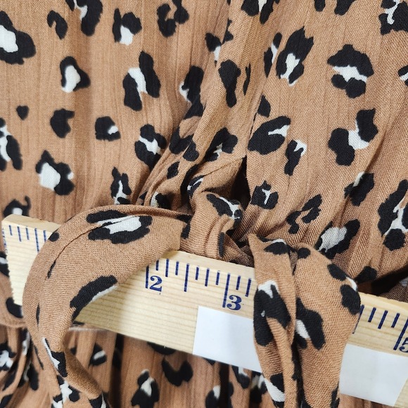 Mustard Seed Jumpsuit Women Small Allover Leopard Print Wide Leg V Neck Elastic - Picture 10 of 15